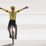 Pauline Ferrand-Prévot à son arrivée au vélodrome de Roubaix KEYSTONE/AP/Thibault Camus